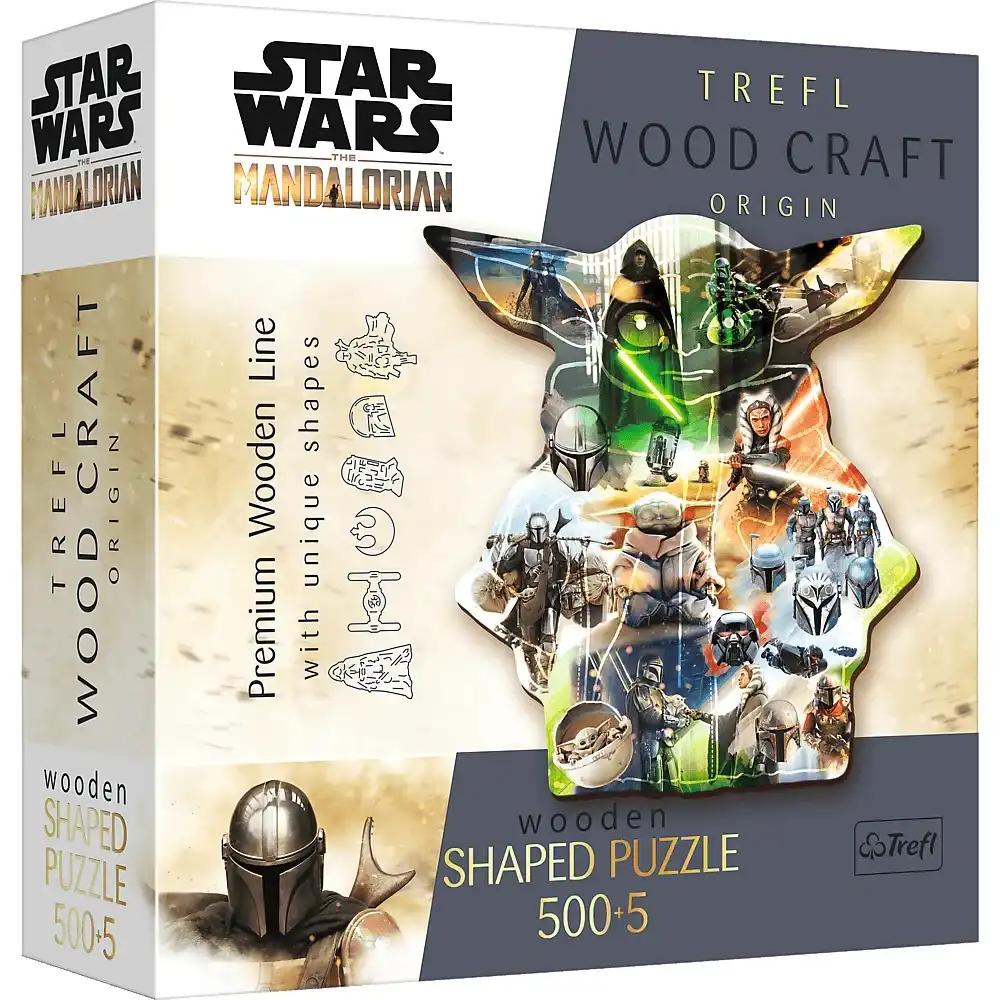 Trefl - Wood Craft Star Wars The Mandalorian The Mysterious Grogu Wooden Puzzle 500+5 Pieces - 20169