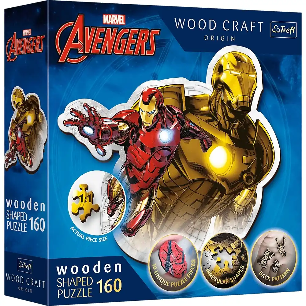 Trefl - Marvel Avengers Brave Iron Man Wooden Shaped Puzzle 160 Pieces - 20183