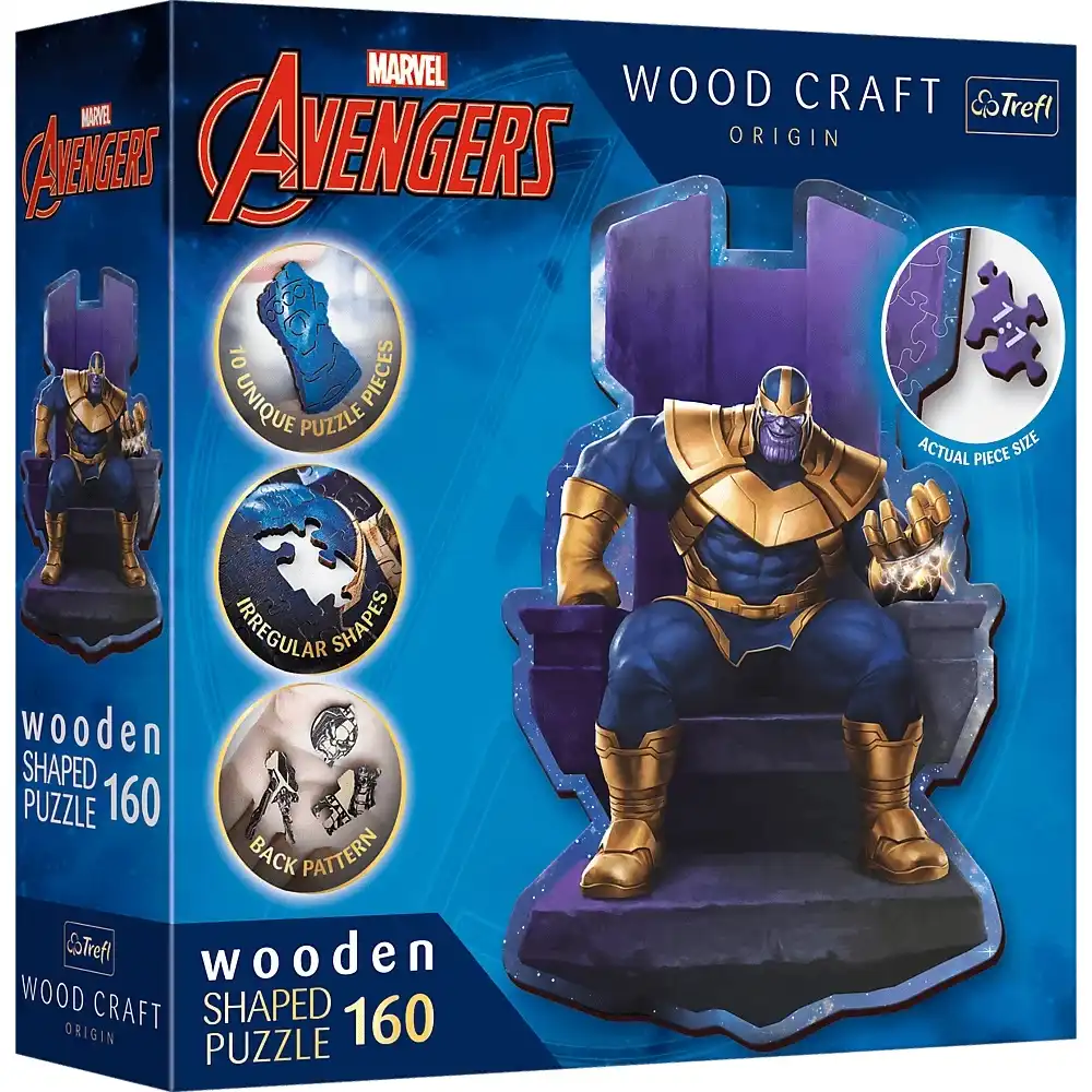 Trefl - Marvel Avengers Thanos on Throne Wooden Shaped Puzzle 160 Pieces - 20184