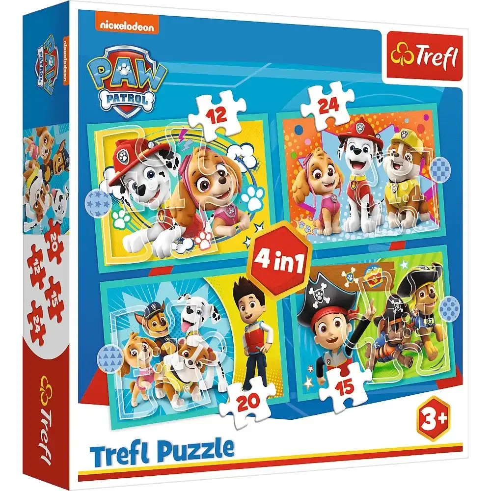 Trefl - Happy Paw Patrol Team Puzzle 4 in 1 (12+24+20+15) Pieces - 34346
