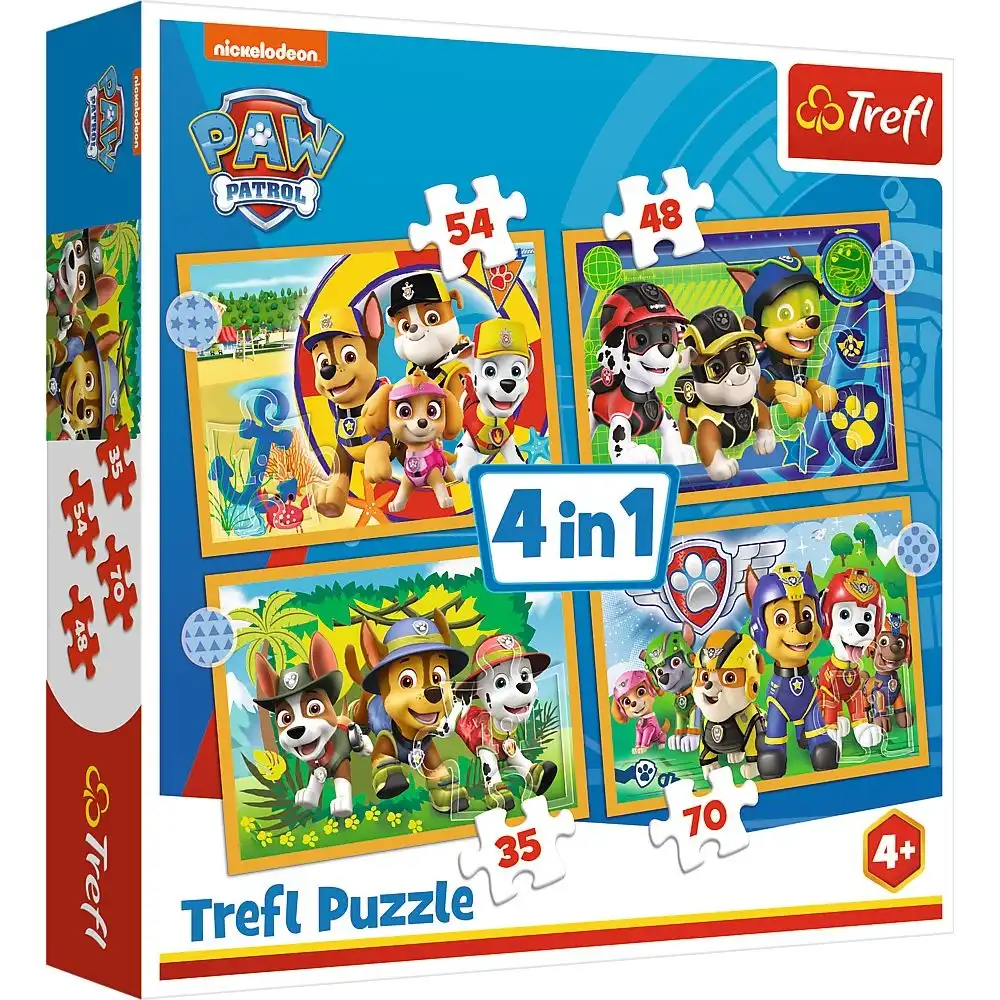 Trefl - Holiday Paw Patrol 4 in 1 (54+48+35+70) Pieces - 34395