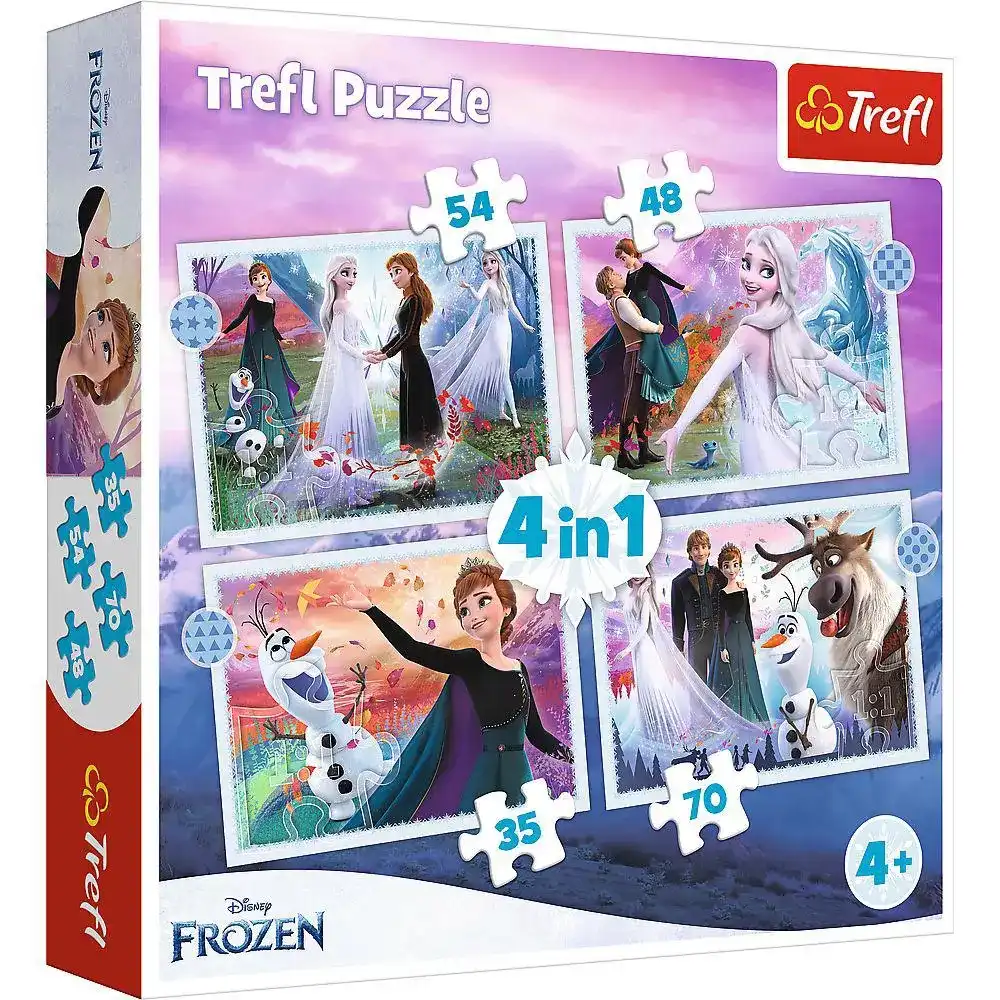 Trefl - Disney Frozen Magic in The Forest 4 in 1 Puzzle (35+48+54+70) Pieces - 34398