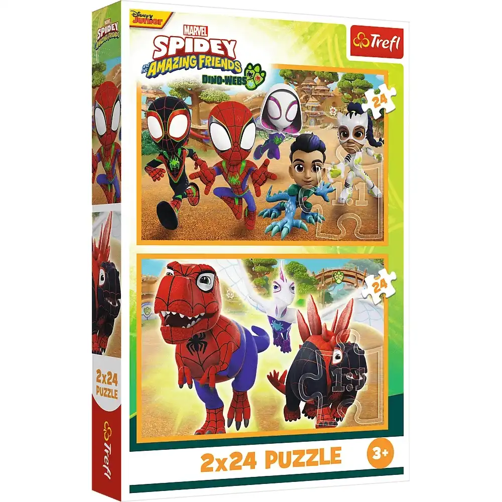 Trefl - Marvel Spidey and the Dinosaurs Puzzle 2x24 Pieces - 34432