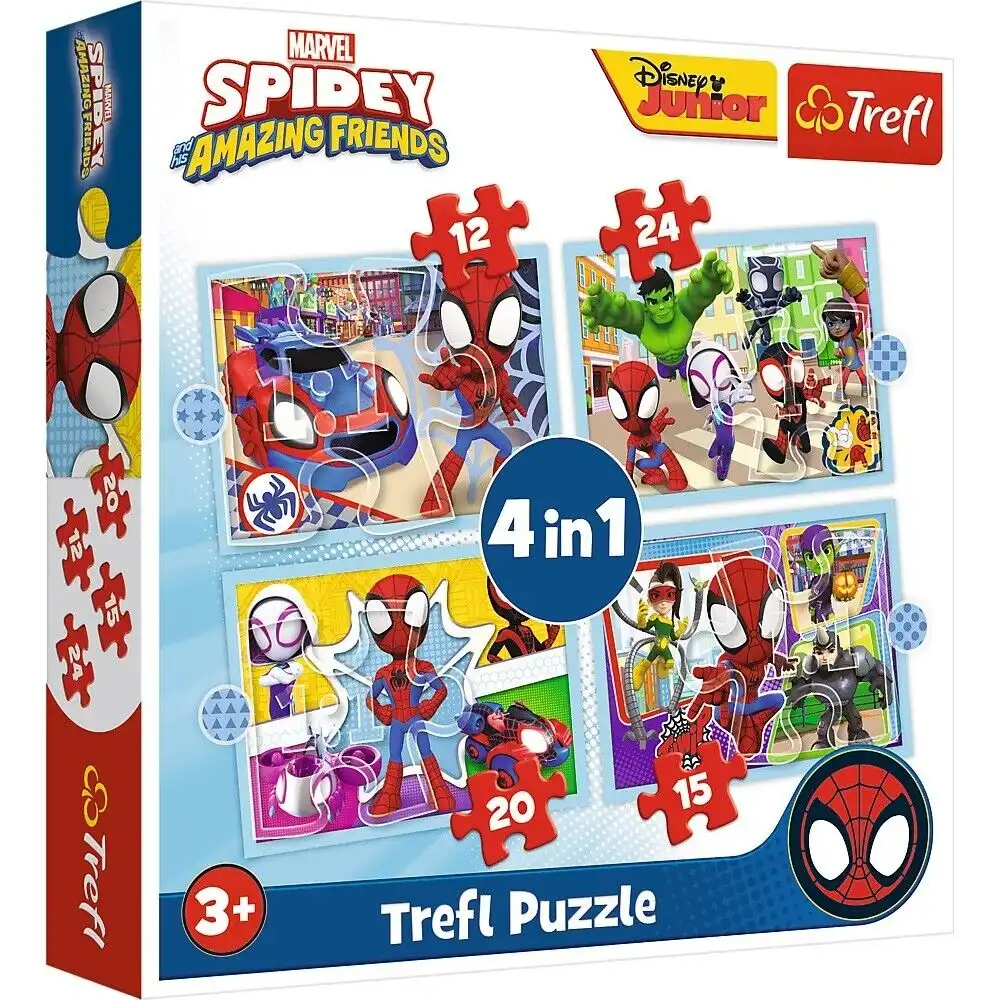 Trefl - Spiday's Team 4 in 1 (12+24+20+15) Pieces - 34611