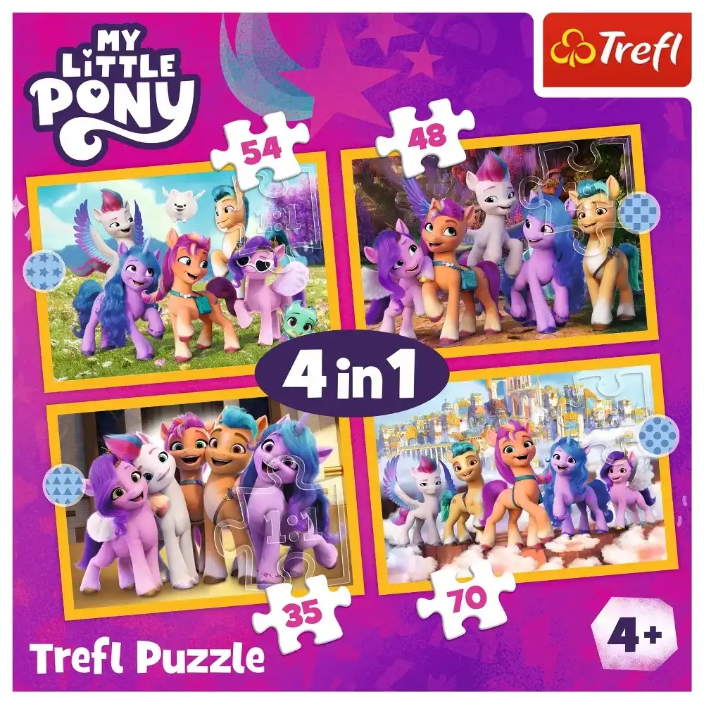 Trefl - My Little Pony 4 in 1 Puzzle 54+48+35+70 Pieces - 34624