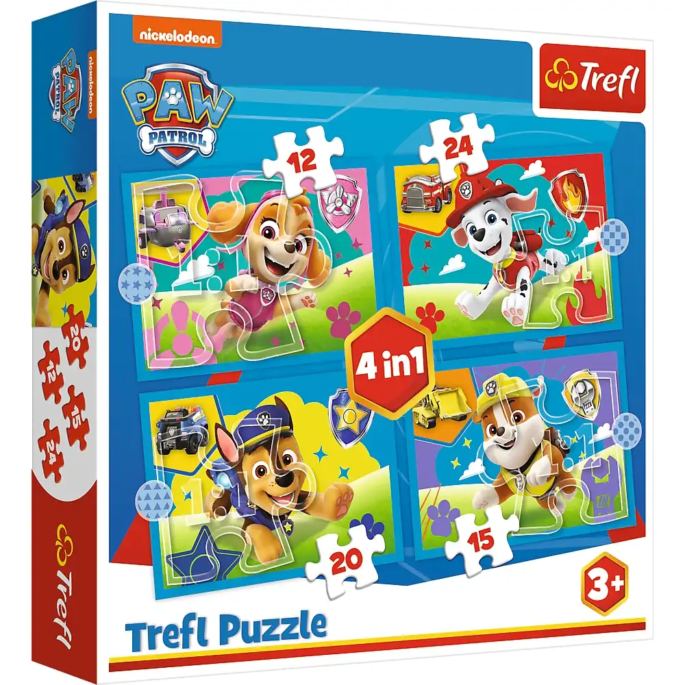Trefl - Paw Patrol Running Pupies 4 in 1 Puzzle (12+15+20+24) Pieces -