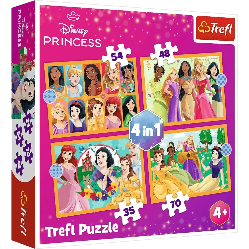 Trefl - Disney princess 4 In 1 Puzzle 54+48+35+70 Pieces - 34651