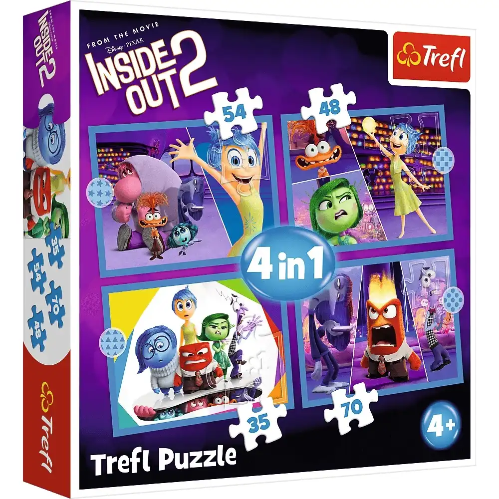Trefl - Inside Out 2 Emotions Rule 4 in 1 Puzzle (35+48+54+70) Pieces - 34652