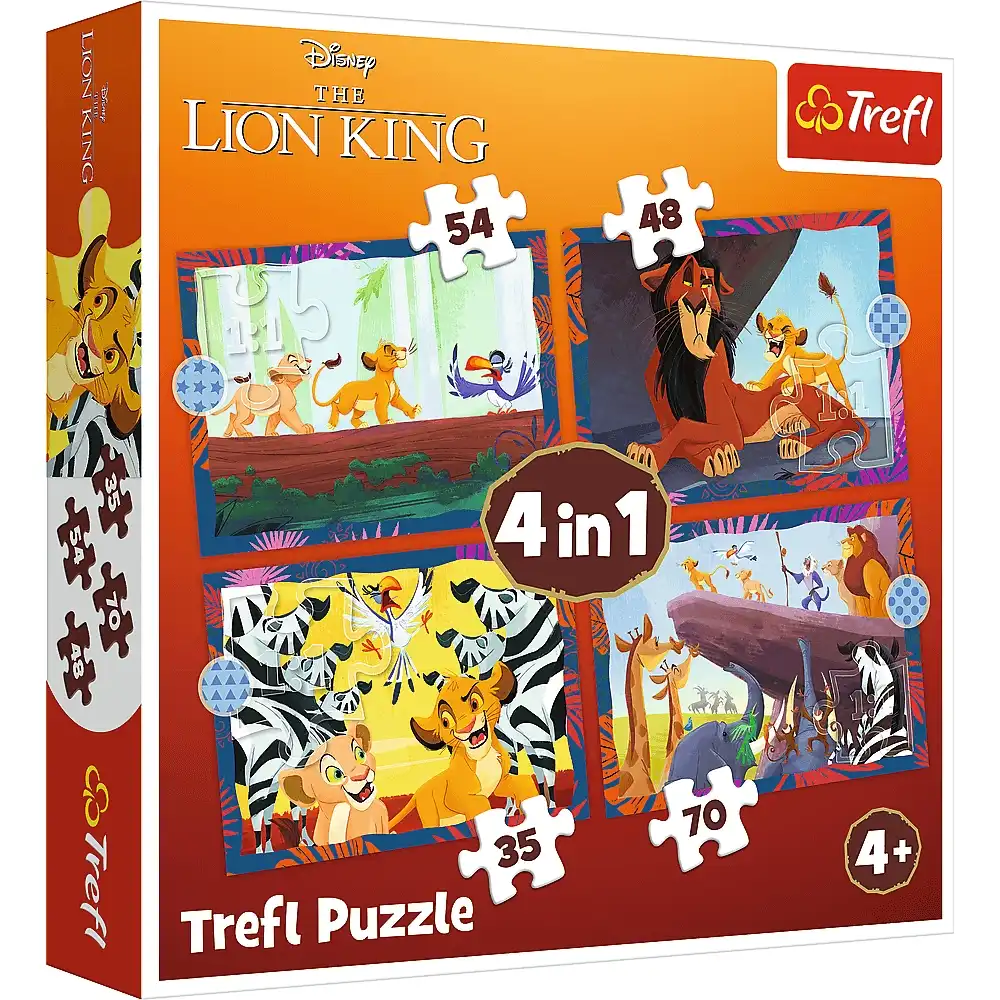 Trefl - Disney Lion King Brave Lion King 4 in 1 Puzzle (35+48+54+70) Pieces - 34653