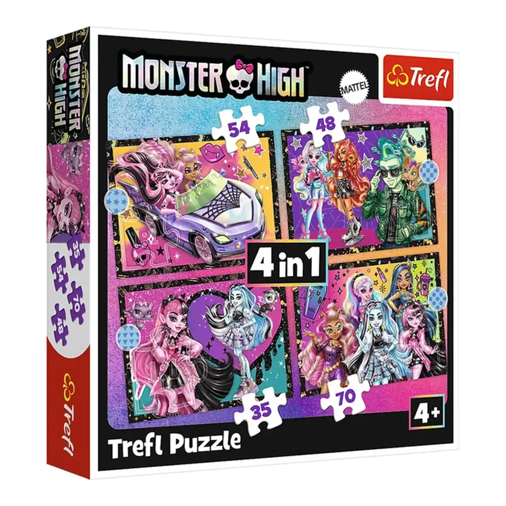 Trefl - Puzzle 4in1 Monster High Electrifying Day 54+48+35+70 Pieces - 34655