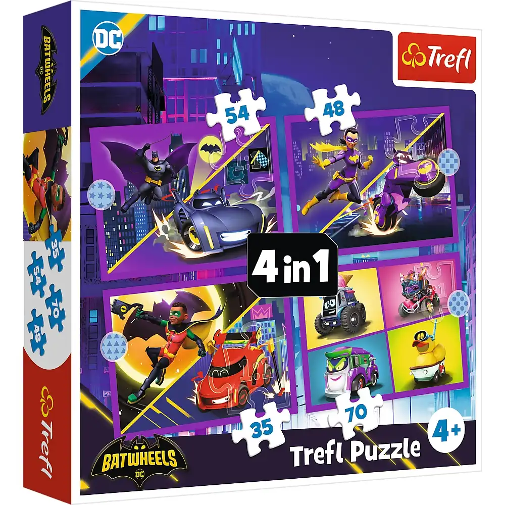 Trefl - Batwheels 4in1 Puzzle 54+48+35+70 Pieces - 34658