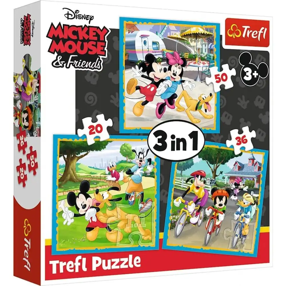 Trefl - Mickey Mouse and Friends 3 in 1 Puzzle (20+36+50) Pieces - 34846
