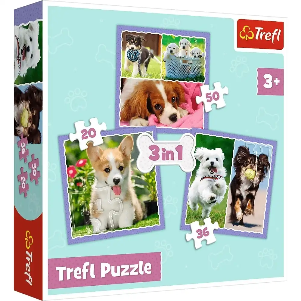 Trefl - Lovely Dogs 3x1 Puzzle (20+36+50) Pieces - 34854