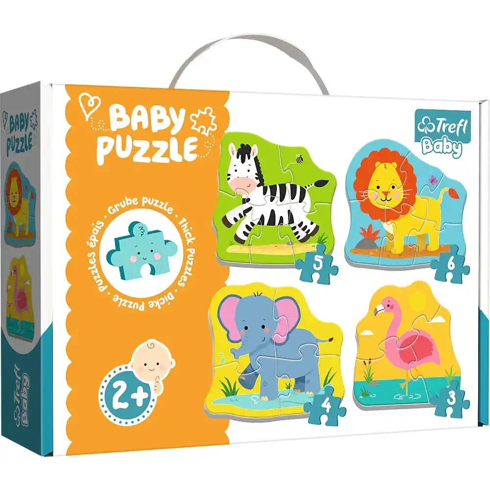 Trefl - (3+4+5+6) Pieces Wild Animal Shapes Baby Puzzle - 36073