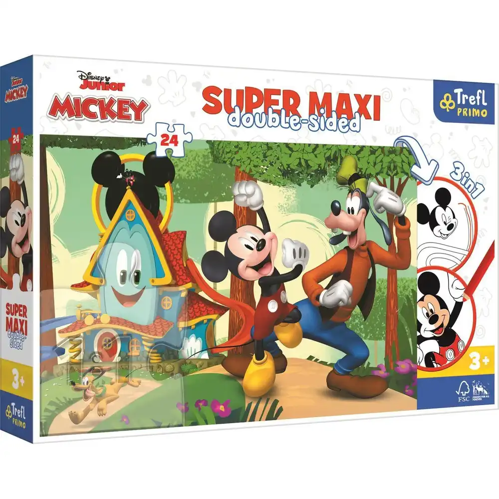 Trefl - Disney Mickey Mouse Funhouse Puzzle 3 in 1 Double Sided 24 Pieces - 41012