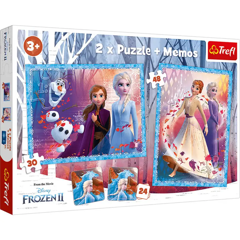 Trefl - Frozen Mysterious Land 2x Puzzle (30+48) with Memos 24 Pieces - 90814