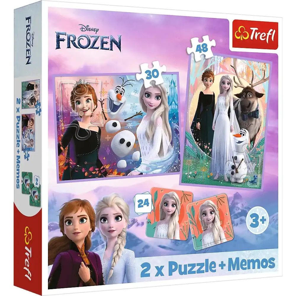 Trefl - Frozen 2 Princesses in Their Land 2x1 with Memos (30+48/24) Pieces - 93335