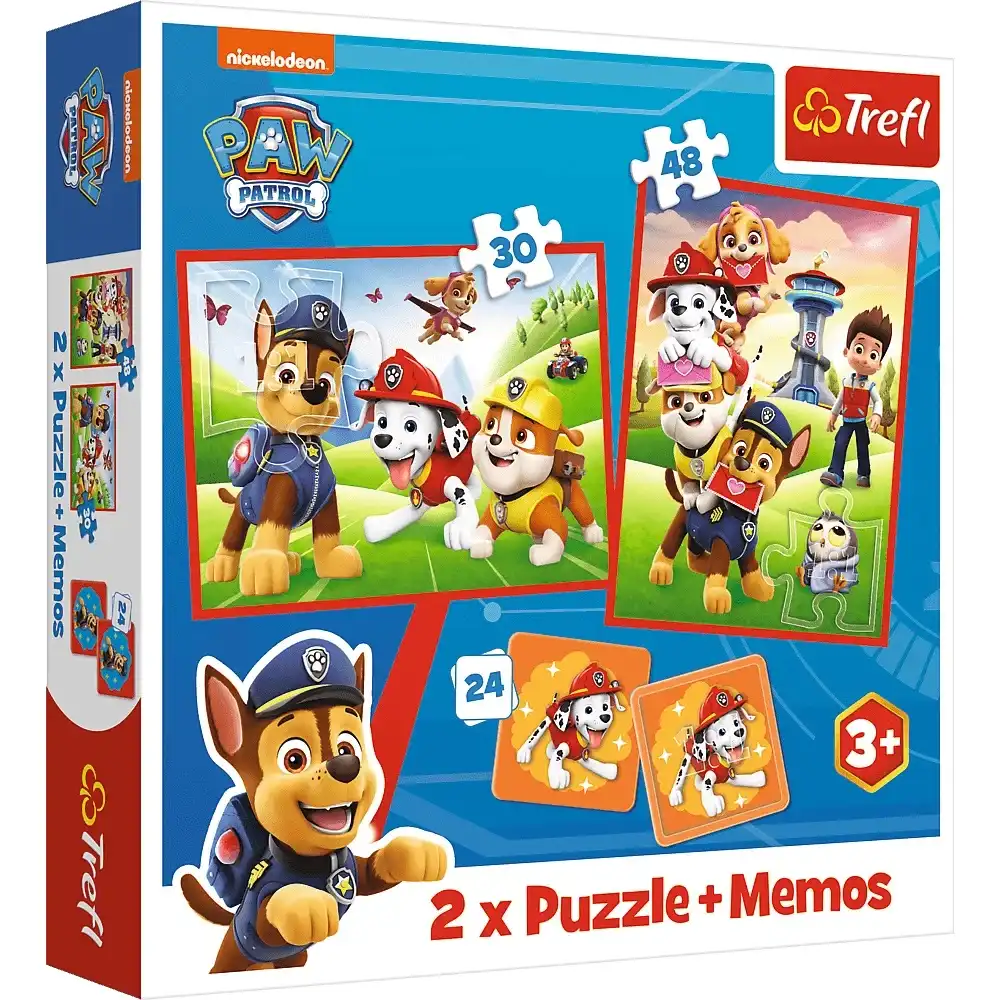 Trefl - Paw Patrol Crew in Action 2x1 with Memos (30+48/24) Pieces - 93337