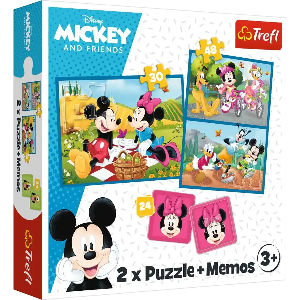 Trefl - Meet The Disney Characters 2 in 1 Puzzle + 24 Memos (30+48) Pieces - 93344