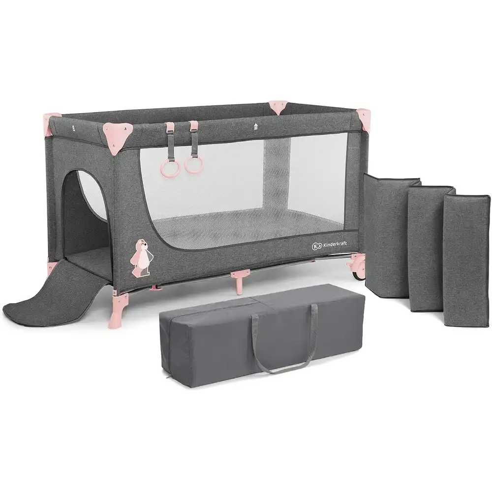 Kinderkraft - Folding Bed with Accessories - Rose - 11257
