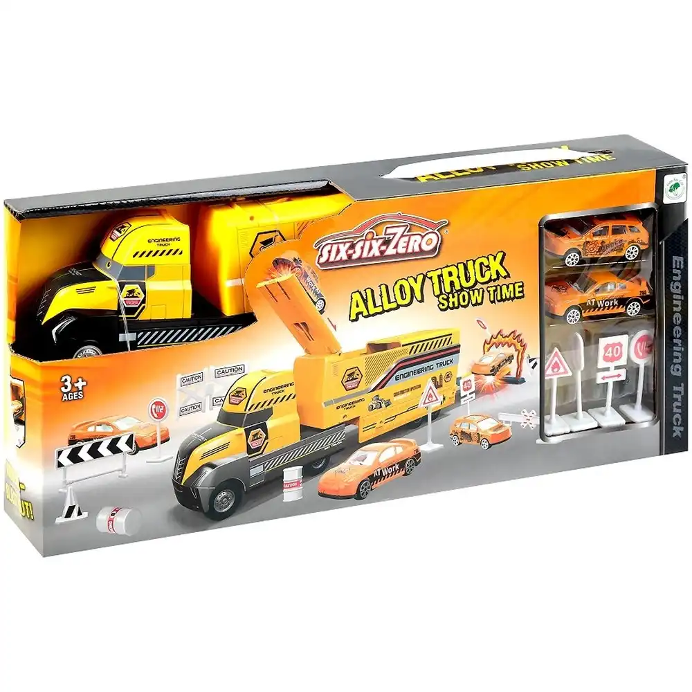 Engineering Alloy Truck with Two Cars & Accessories - 666-A152