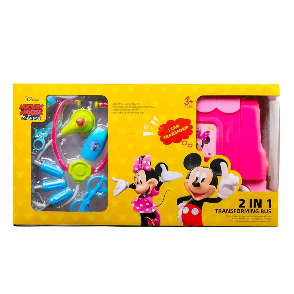 Mickey Mouse 2 in 1 Doctor Set Transforming Bus - 209959 | Toyagator