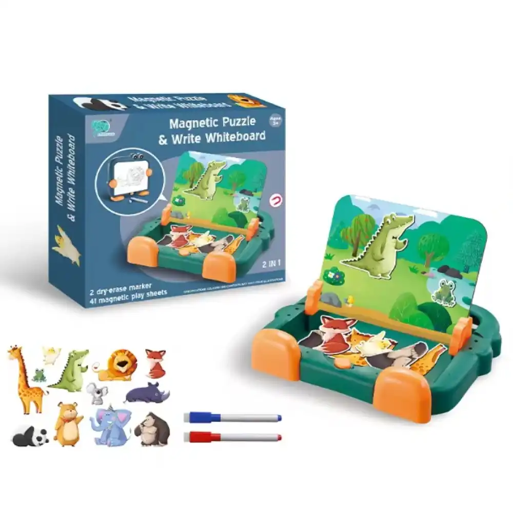 Puzzle & Writing Board 2 in 1 with 41 Magnetic Accessories - 8786-1