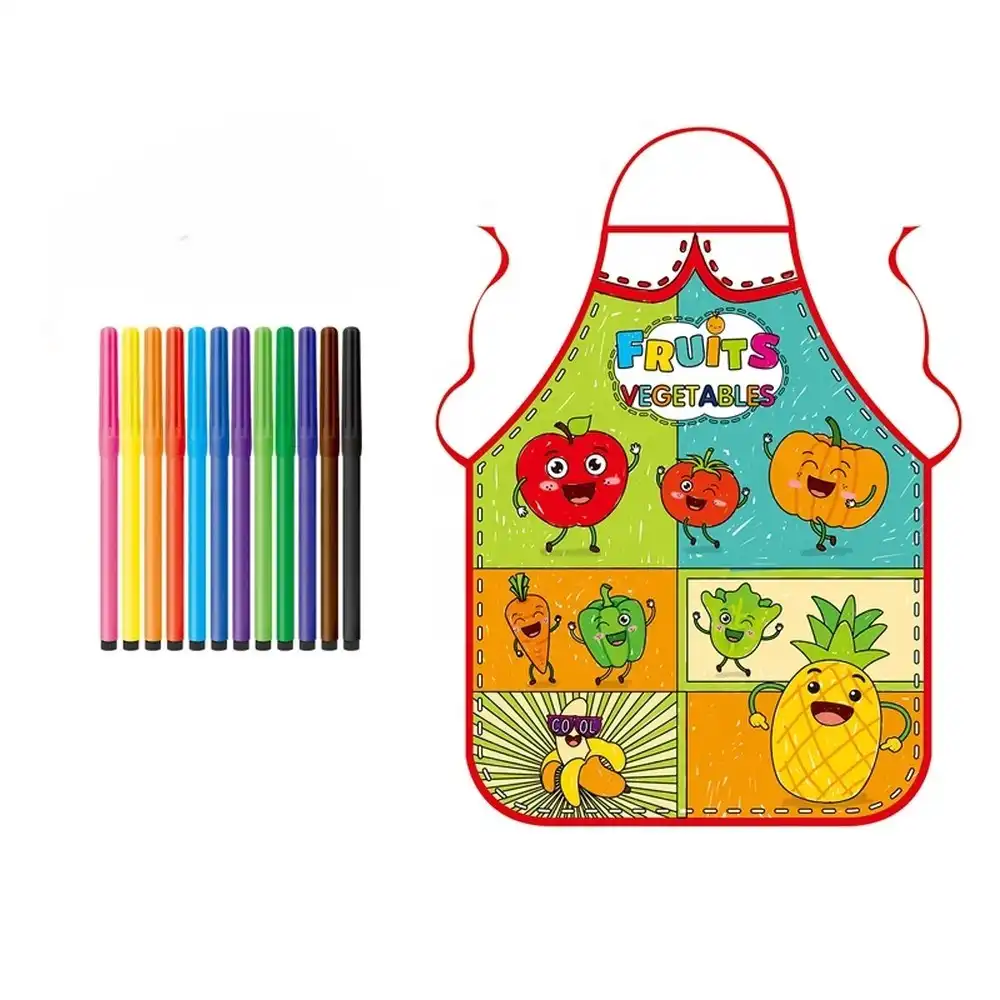 Drawing Apron Fruit and Vegetable Graffiti with 12 Pen Colors - Z185-10A