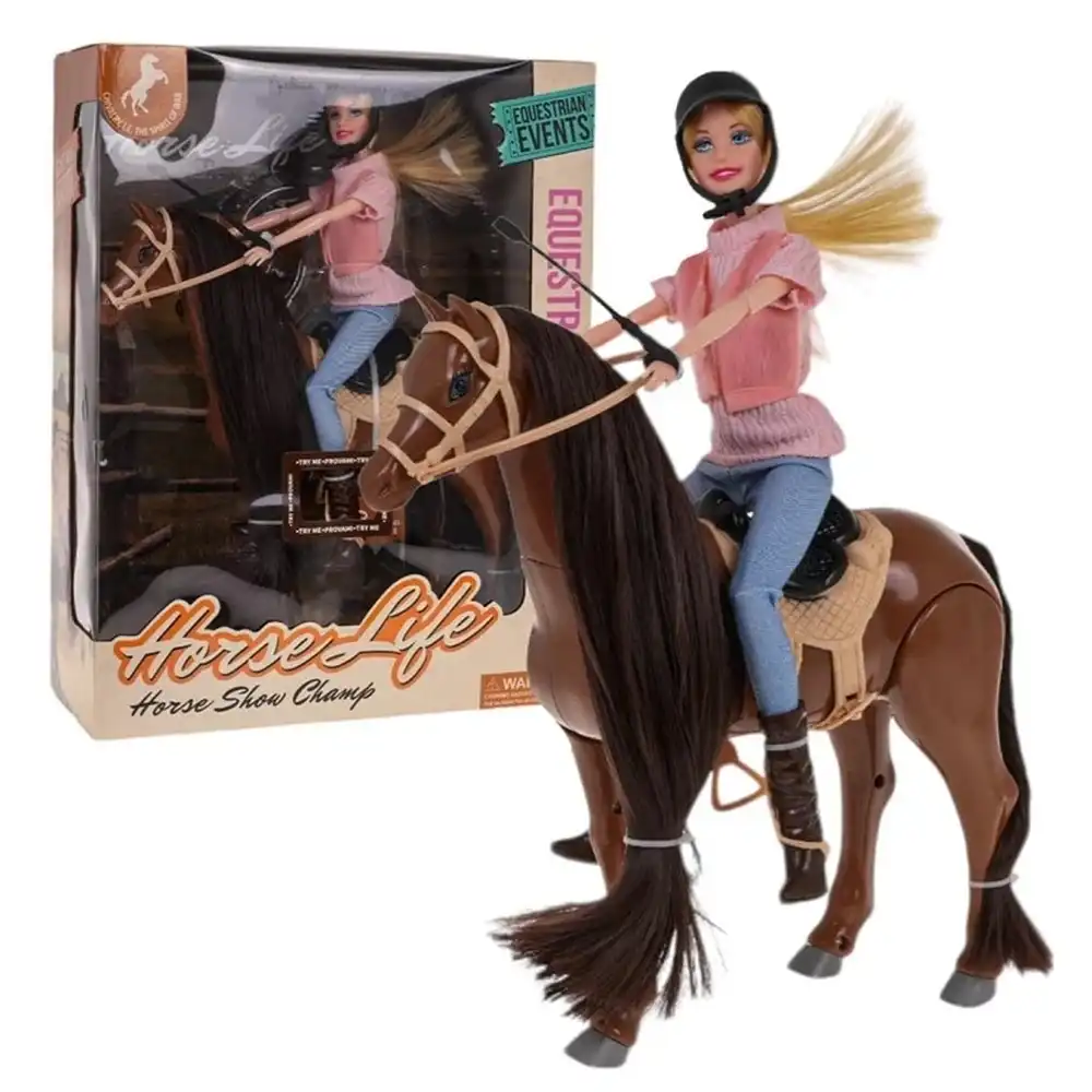 Lily Doll 29 cm with Brown Static Horse Model 1 - 113A