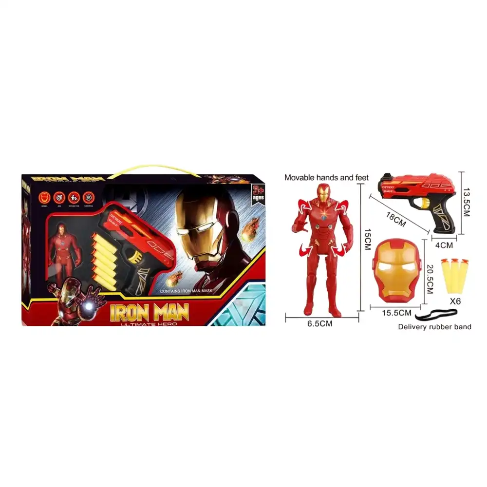 Iron Man Soft Bullet Gun with Mask & Action Model - 0812B-2