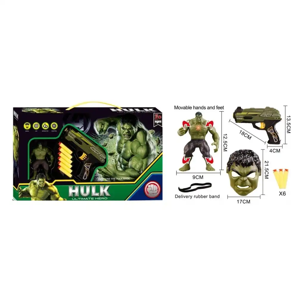Hulk Soft Bullet Gun with Mask & Action Model - 0812B-3-1