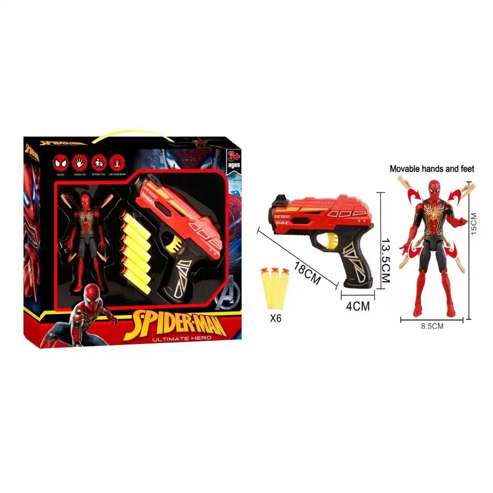Spiderman Soft Bullet Gun with Action Model - 0812B-36