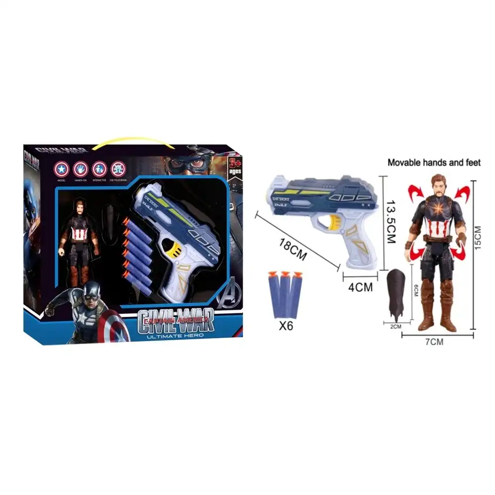 Captain America Soft Bullet Gun with Action Model - 0812B-39