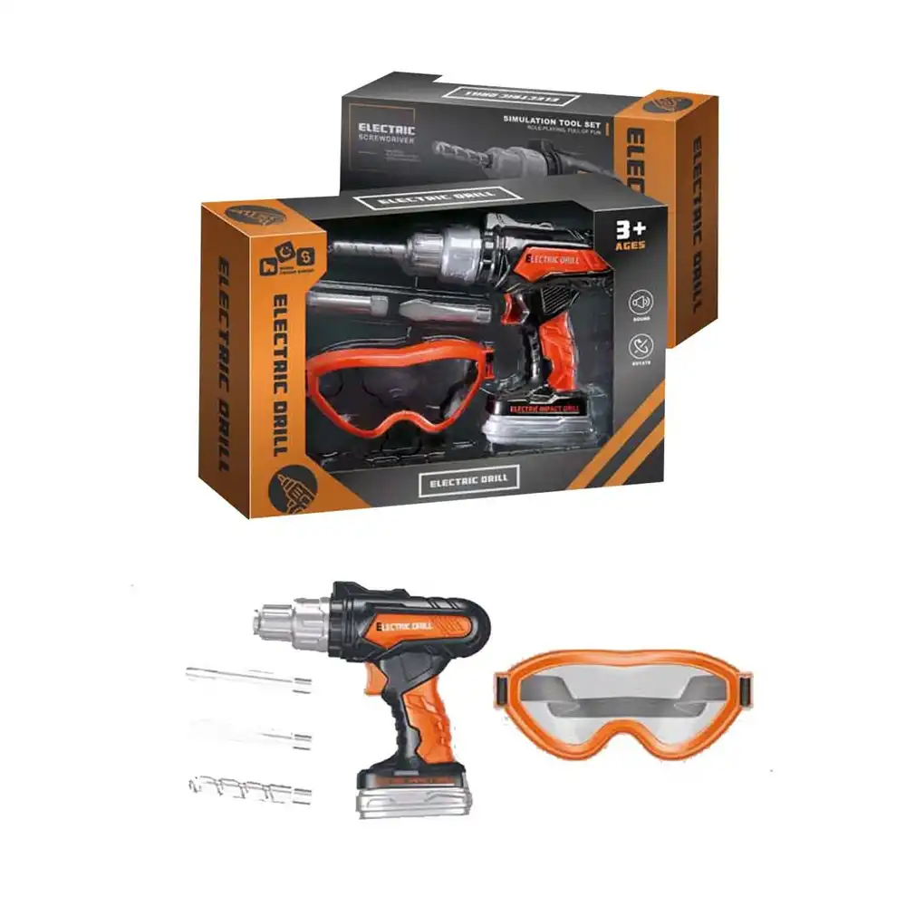 Electric Drill Simulation Tool Set with Glasses & Equipements 5 Pieces - 778-4