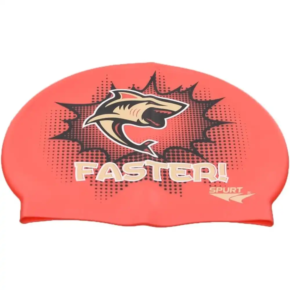 Spurt - Red Shark Swimming Silicone Cap - 0668