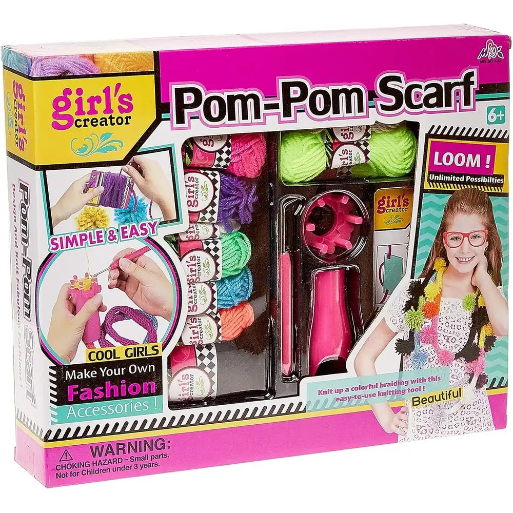 Girls Creator Pom Pom Scarf Making Kit with Accessories - MBK-282