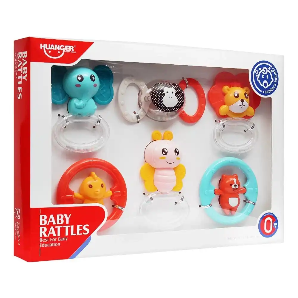 Baby Rattles Cute Animal Shapes 6 Pieces - HE0132