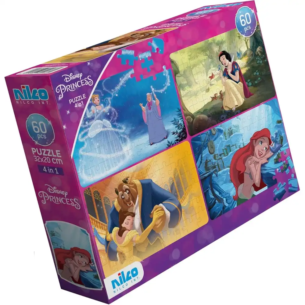 Nilco - Disney Princess Classic Puzzle 4 in 1 60 Pieces - 22669