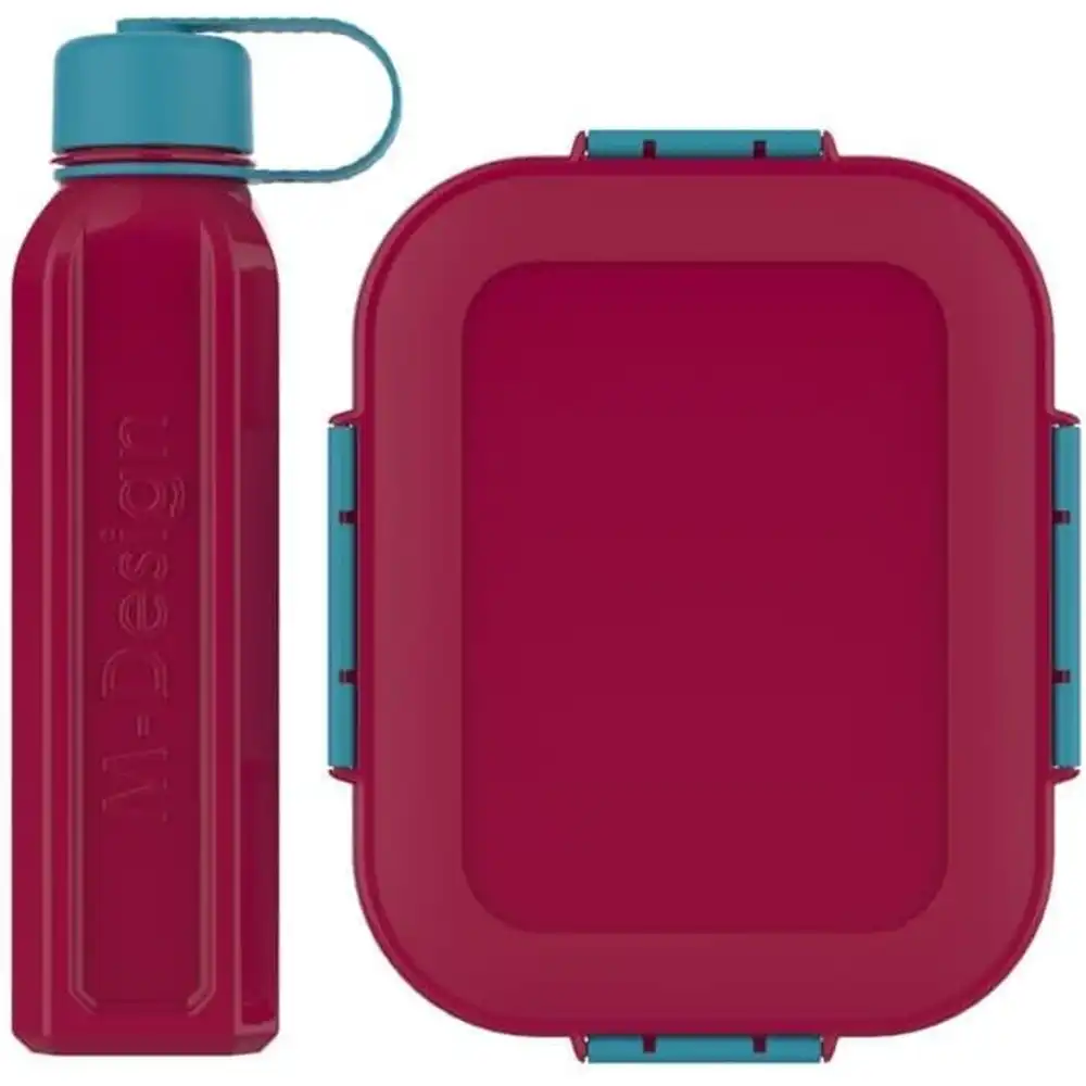 M-Design - Fresco Lunch Set 1.6 Litre with Water Bottle 0.65L - Rose & Cyan - Size 2