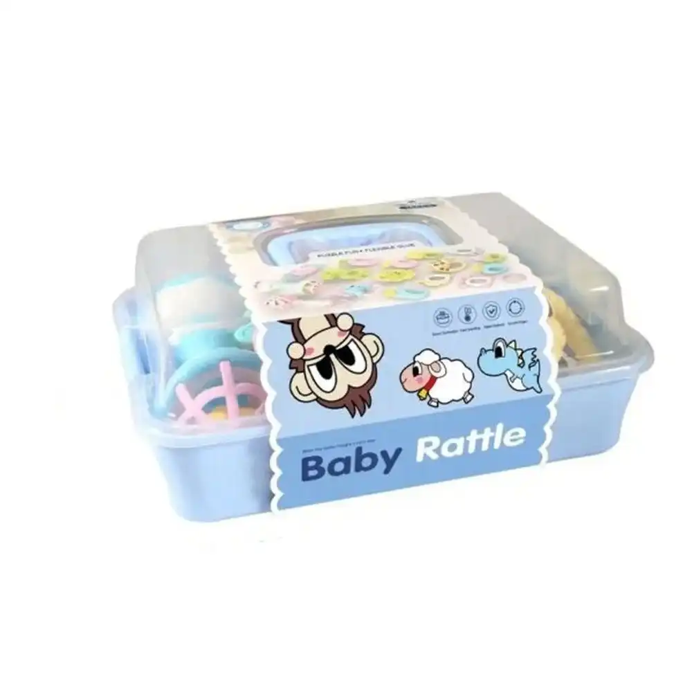 Baby Rubber Rattles Box 18 Pieces - Blue - 016743-3180