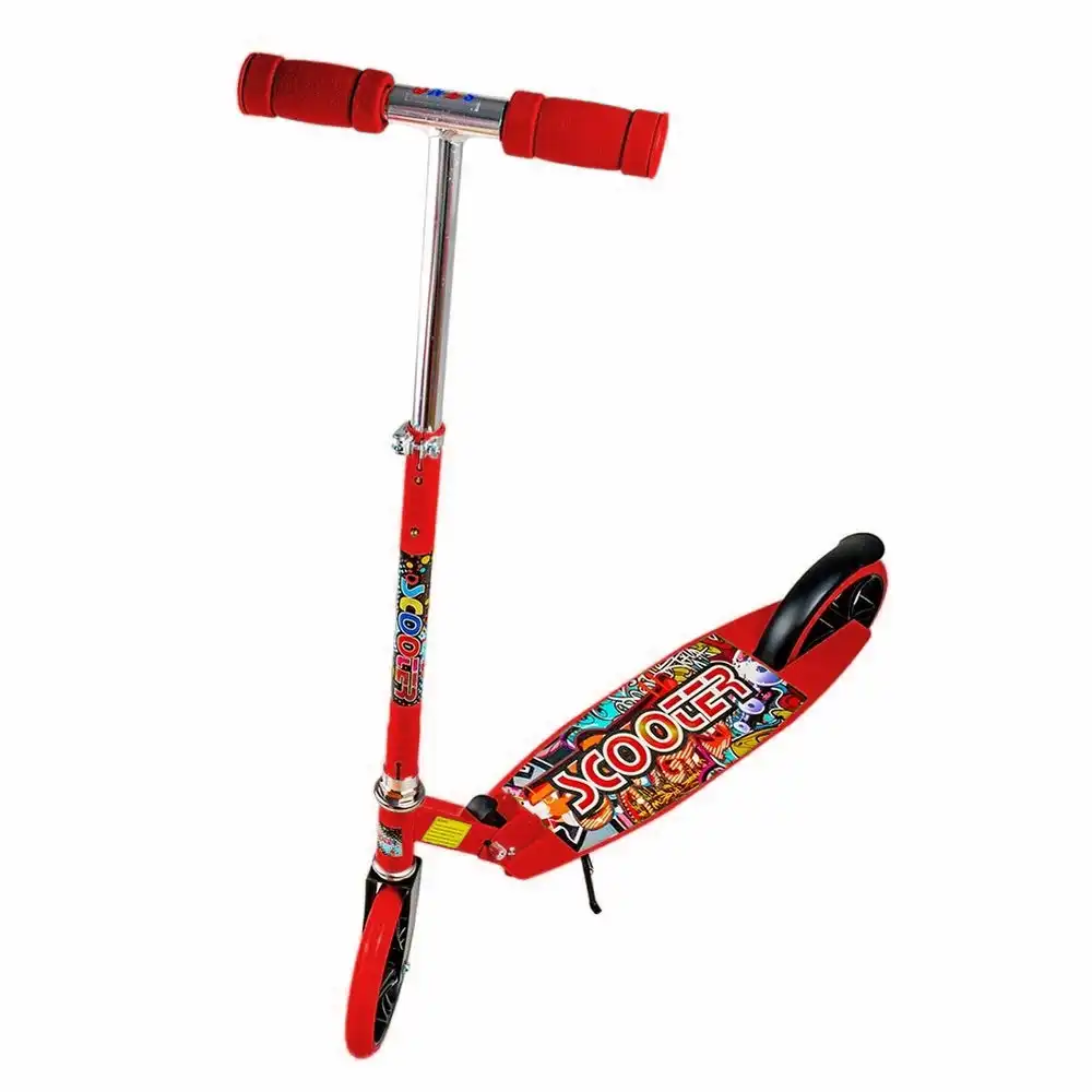 Foldable Aluminum Hand and Metal Body 3B Wheels Red Scooter - 673