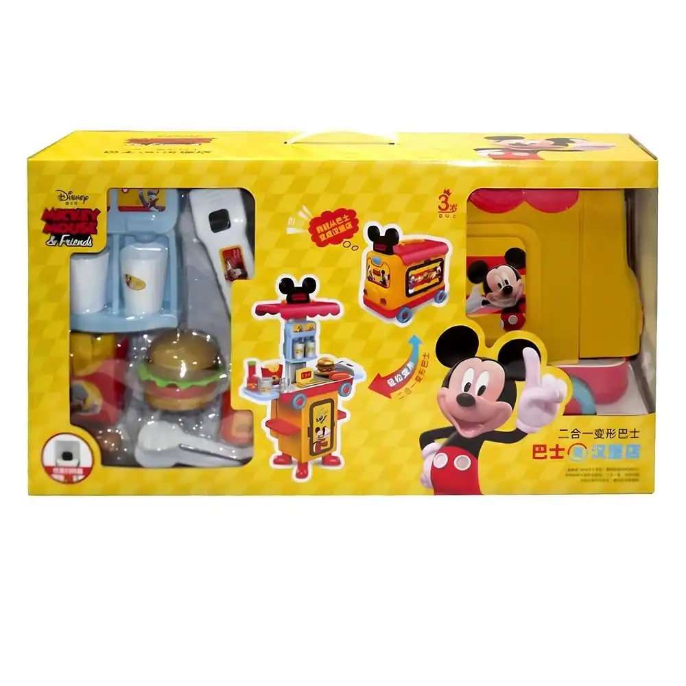 Mickey Mouse 2 in 1 Transforming Bus into Hamburger Shop 31 Pieces - 1593M