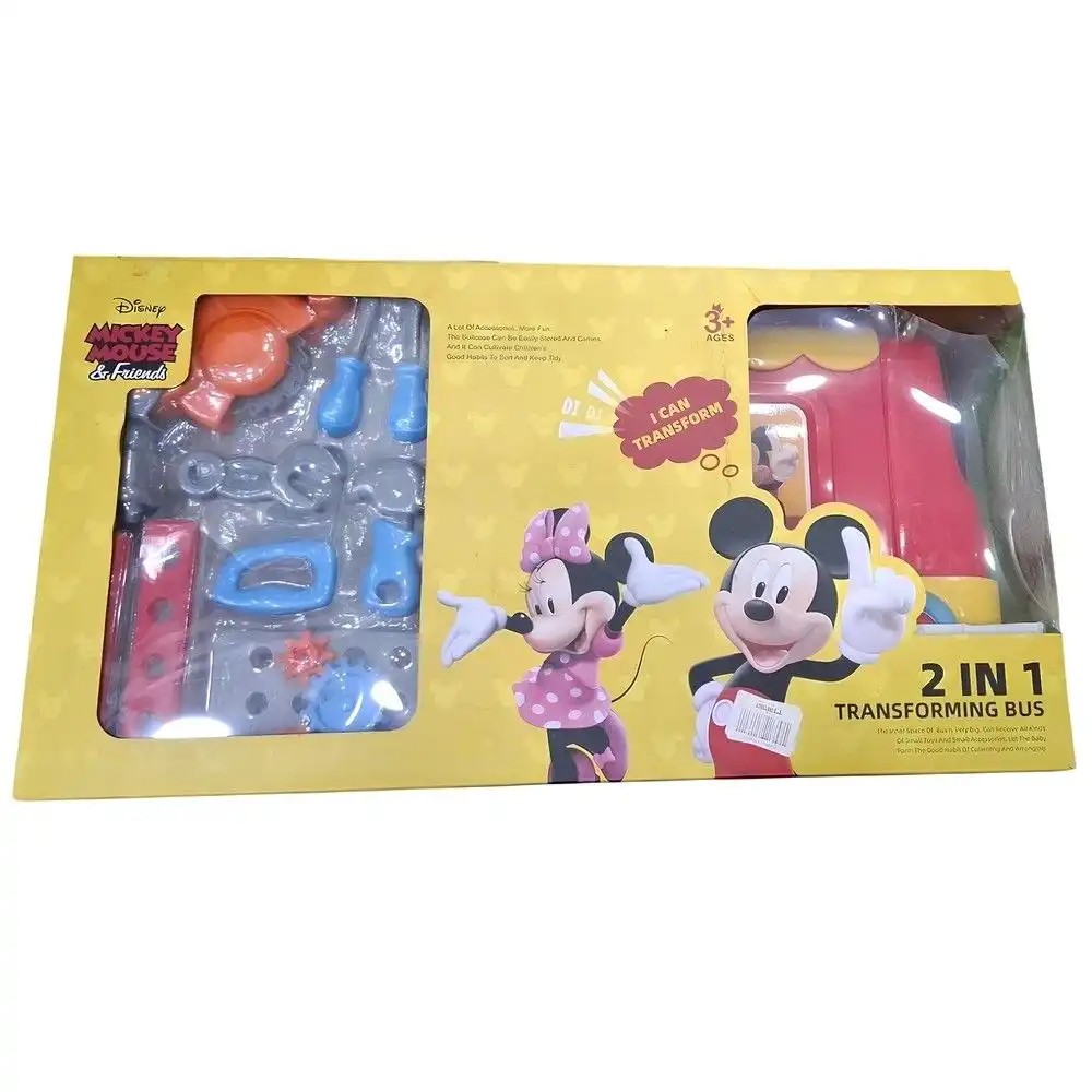 Mickey Mouse 2 in 1 Transforming Bus into Workshop 31 Pieces - 1594M