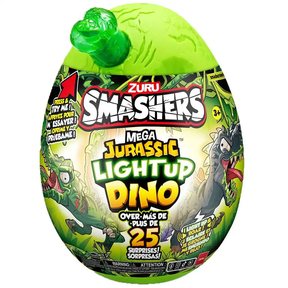 Zuru - Smashers Mega Jurassic Light Up Dino Egg 25 Surprise Inside - Green -  ZUR-74108