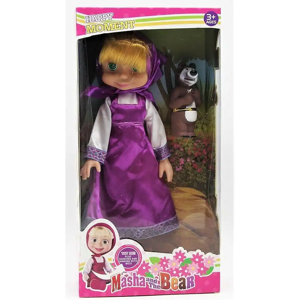 Masha & Bear Doll With Purple Dress - 2834
