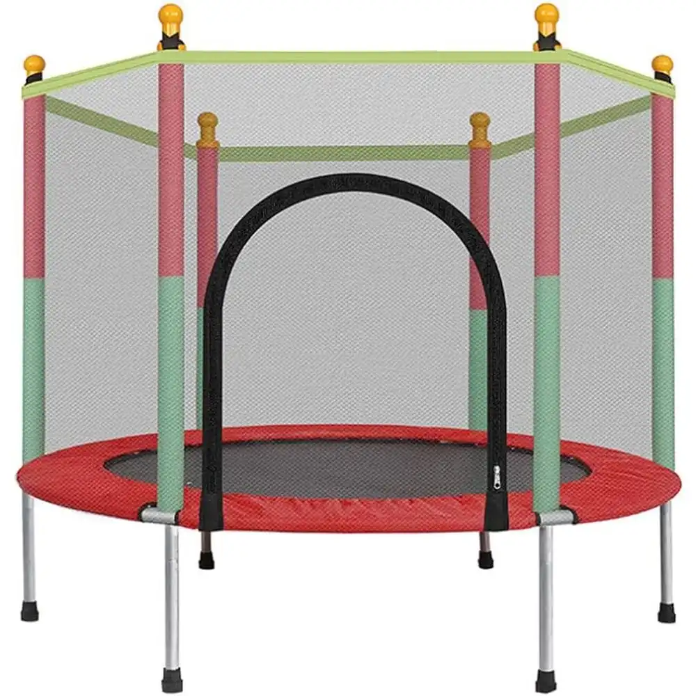 Trampoline For Kids with Safety Net and U Shaped Zipper - Red - 140