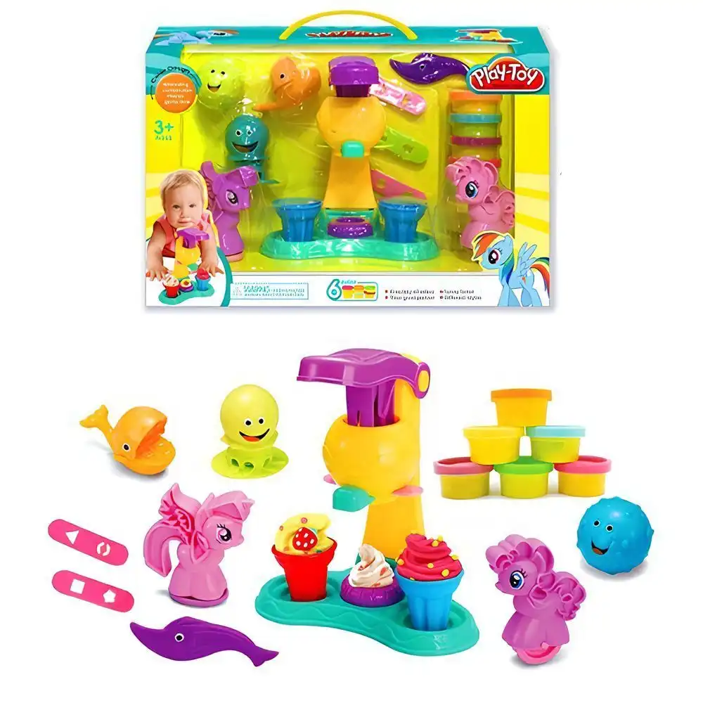 Play Toy Mini Color Dough Ice Cream Machine With Dough 6 Pieces - SM8015