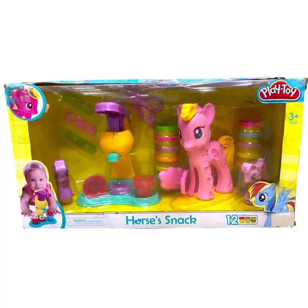Play Toy Mini Color Dough Horse's Snack With Dough 12 Pieces - Pink - SM8015