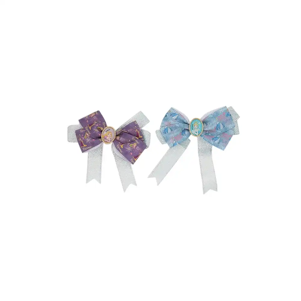 2 Pieces Princess Bow Hair Clips for Little Girls, Blue/Purple - HA-PRN-1005