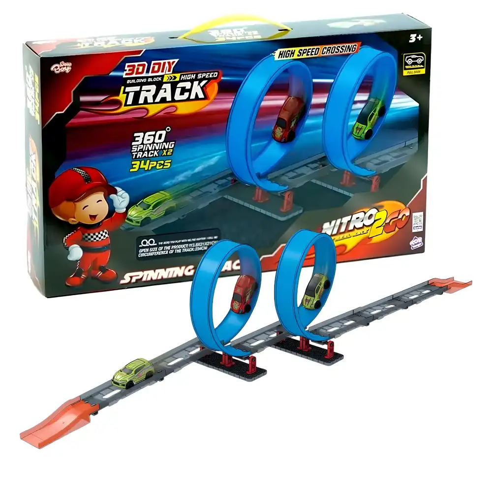 Nitro 2 Go Spinning High Speed Racing Track 34 Pieces - N2G-698046